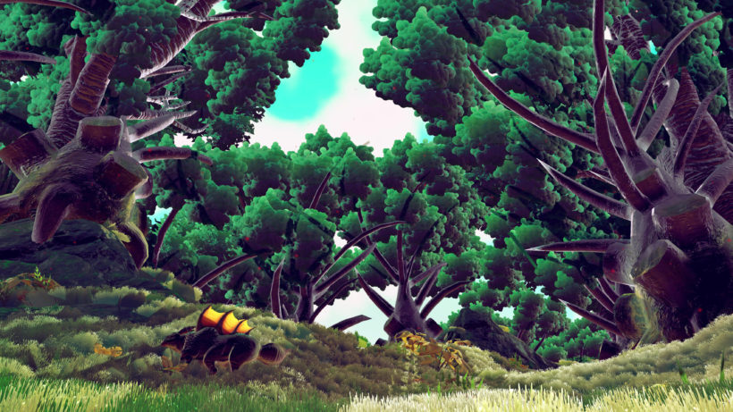 The "Wild Spineyback" forages in the dense tall forests of Big Things 50% modded No Man's Sky